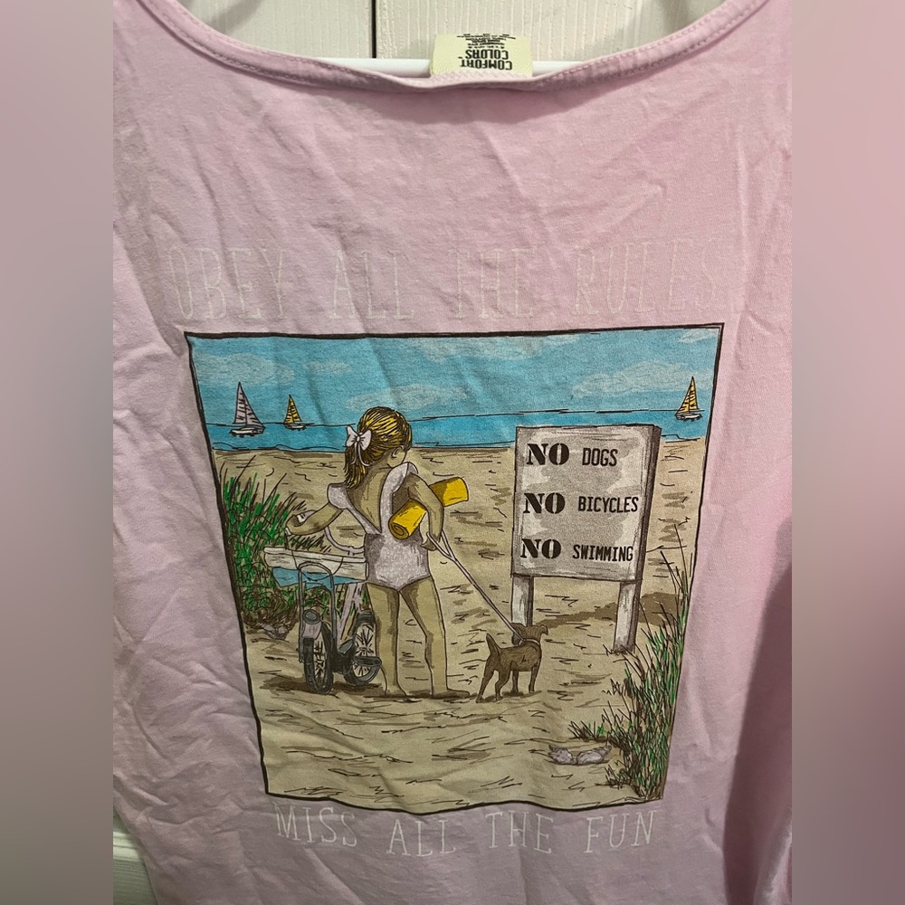 anna grace tank top pink beach girl and puppy